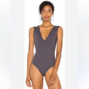 *Unavailable* Free People Intimately Keep It Sleek Bodysuit S Gray | V-Neck